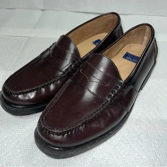 Nunn Bush Kent Men's Moc Toe Penny Loafer Burgundy Leather Dress Shoes Size 9.5M